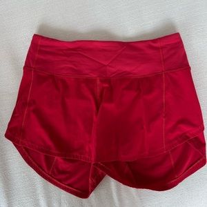 Women’s lululemon speed up mid-rise lined 4” shorts, size 4, Color: Dark Red